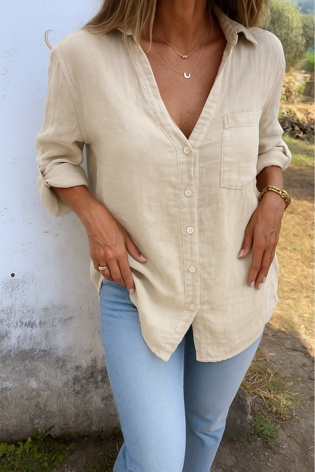 Casual Shirt Blouse in Ibiza Style