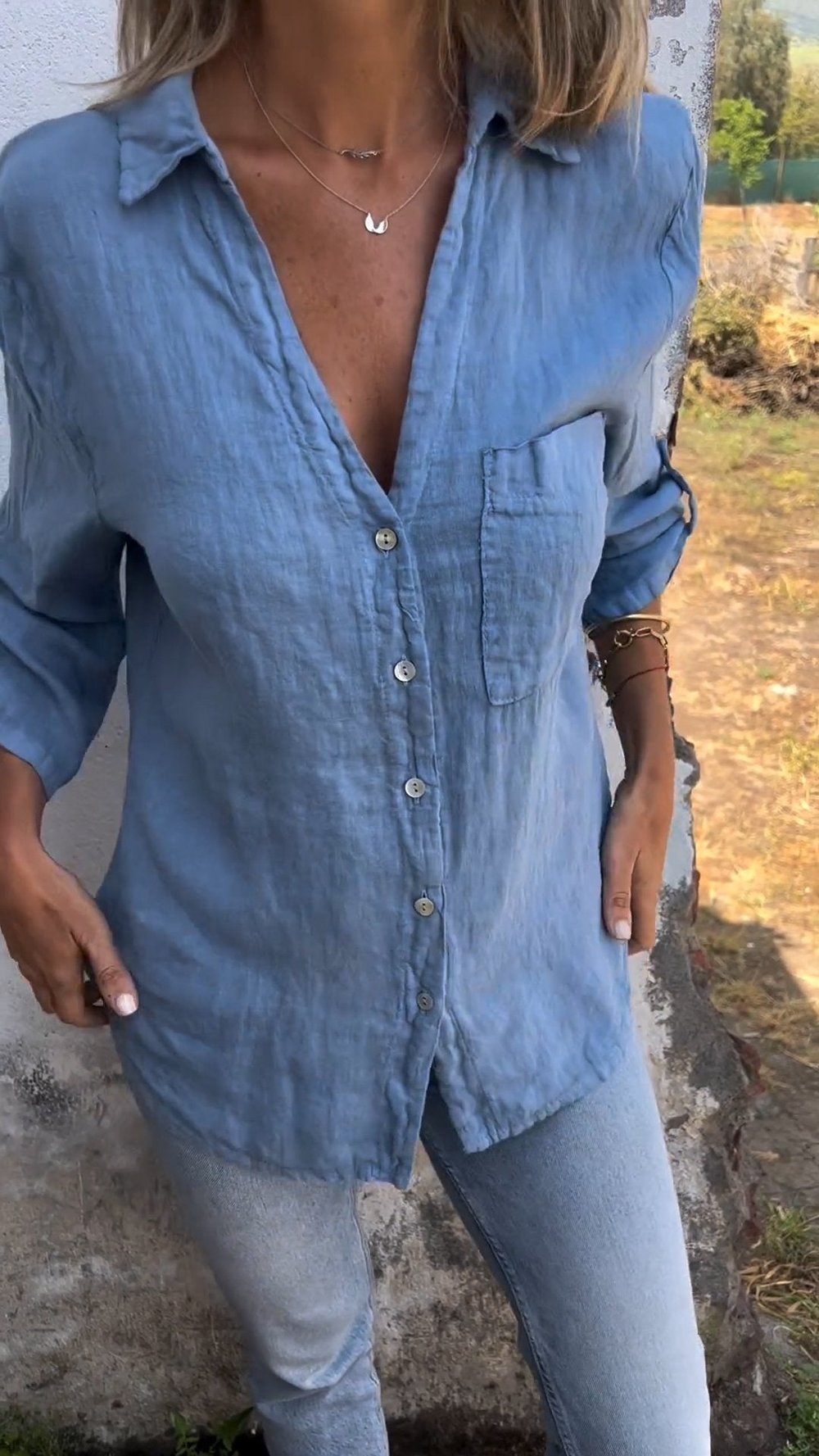Casual Shirt Blouse in Ibiza Style