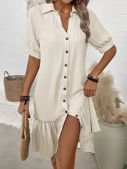 Shirt Dress with Ruffles