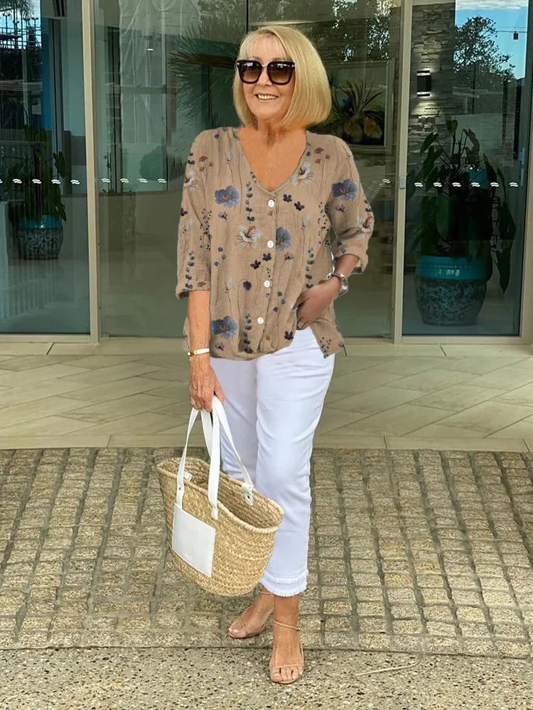 Elegant Blouse with Flowers