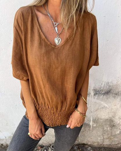 Casual Blouse in Ibiza Style with V-Neckline