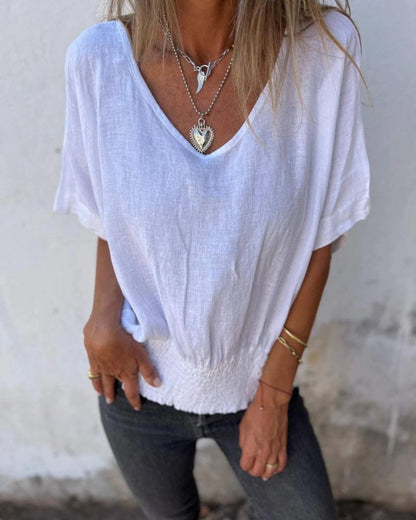 Casual Blouse in Ibiza Style with V-Neckline