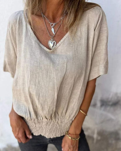 Casual Blouse in Ibiza Style with V-Neckline