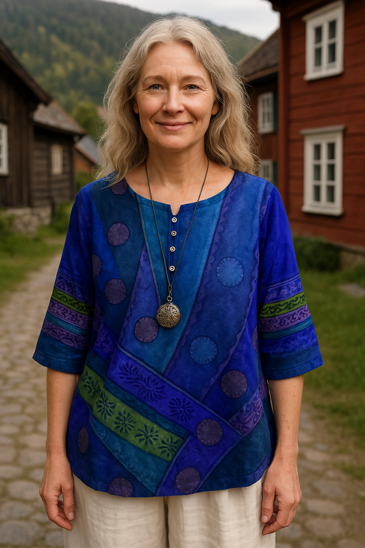 Comfortable and Colorful Blouse with Half-Length Sleeves