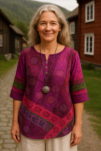 Comfortable and Colorful Blouse with Half-Length Sleeves