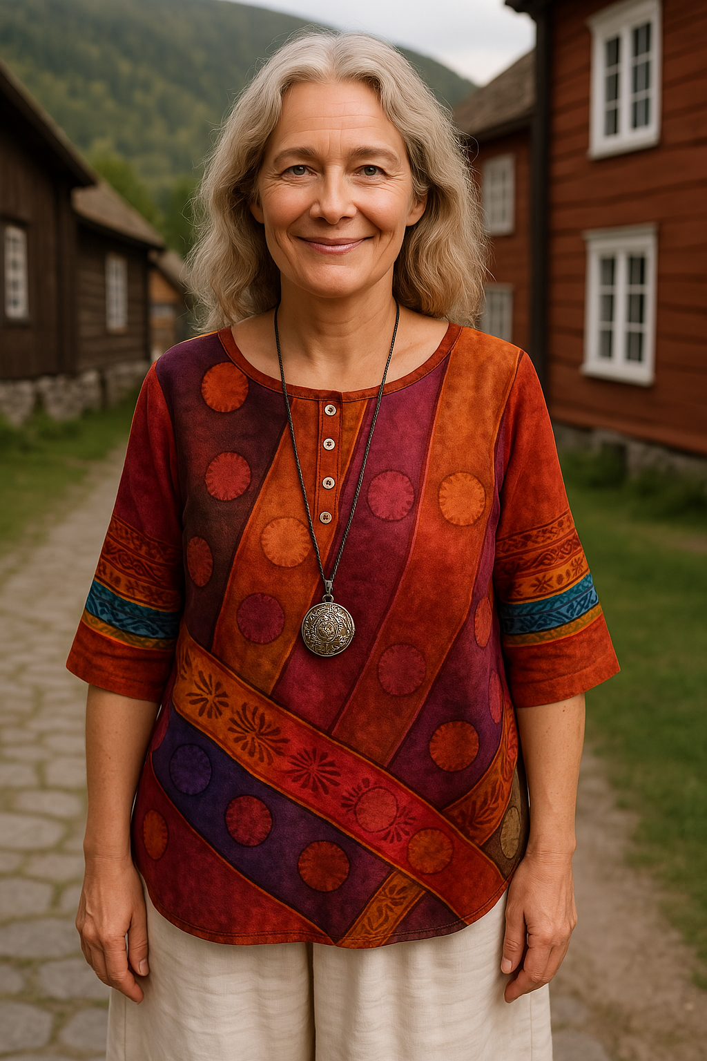 Comfortable and Colorful Blouse with Half-Length Sleeves