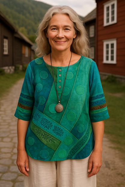 Comfortable and Colorful Blouse with Half-Length Sleeves