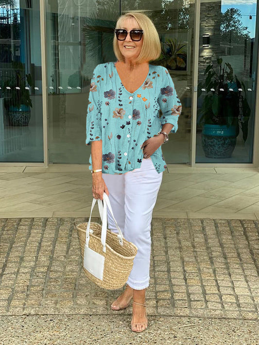 Elegant Blouse with Flowers