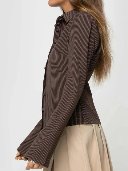 Retro-Style Blouse with Button Closure