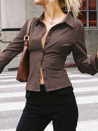 Retro-Style Blouse with Button Closure