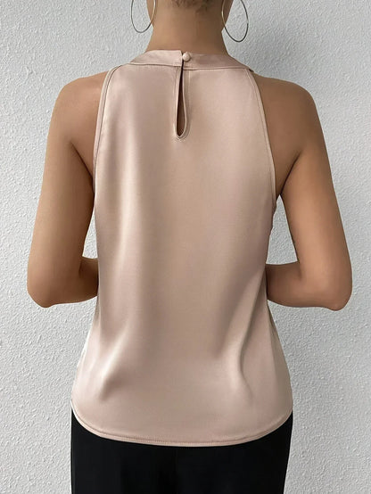 Elegant Satin Blouse with Open Shoulders