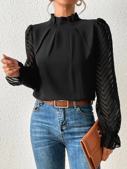 Elegant Blouse with Pleated Sleeves