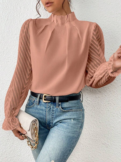 Elegant Blouse with Pleated Sleeves