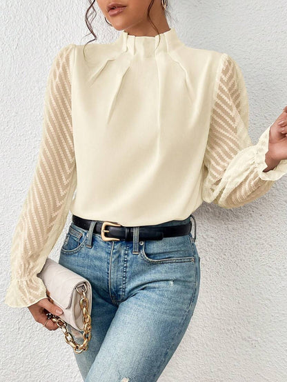 Elegant Blouse with Pleated Sleeves
