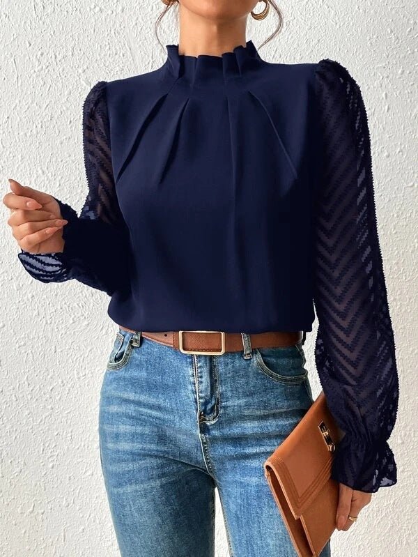 Elegant Blouse with Pleated Sleeves